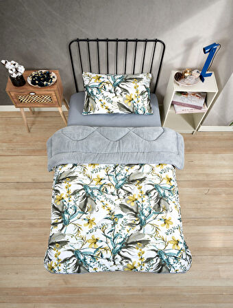 ETE HOMETEX TEK KİŞİLİK LÜX WELSOFT YORGAN SETİ ASYA GRİ 155X215CM 8696474231887