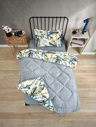 ETE HOMETEX TEK KİŞİLİK LÜX WELSOFT YORGAN SETİ ASYA GRİ 155X215CM 8696474231887