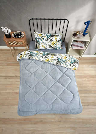 ETE HOMETEX TEK KİŞİLİK LÜX WELSOFT YORGAN SETİ ASYA GRİ 155X215CM 8696474231887