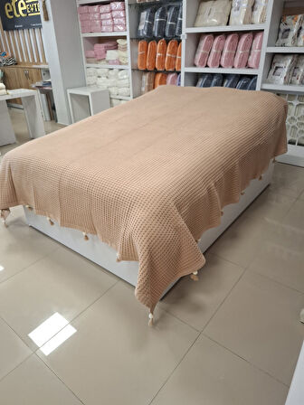 ETEHOMETEX PONPONLU PAMUK PİKE ÇİFT KİŞİLİK 220X240CM BEJ 8696474231902