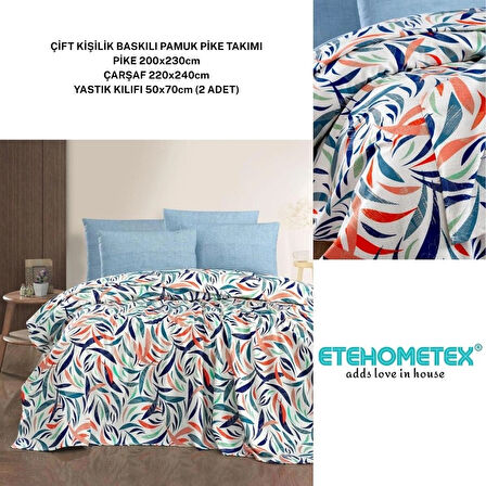 ETEHOMETEX ÇİFT KİŞİLİK BASKILI PAMUK PİKE TAKIMI GÖKKUŞAĞI V1 8696474231923