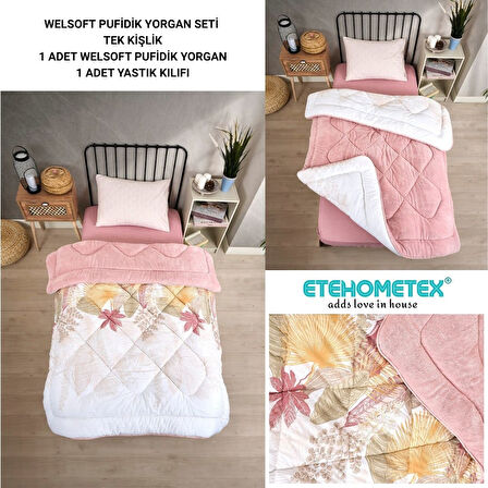 ETE HOMETEX TEK KİŞİLİK LÜX WELSOFT YORGAN SETİ ALENA PUDRA 155X215CM 8696474231928