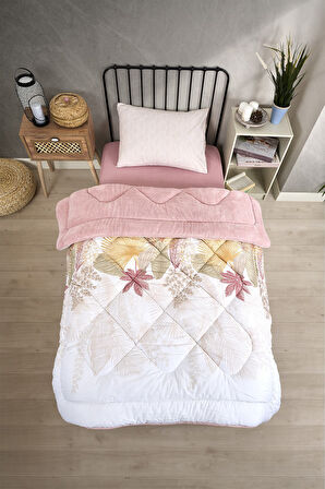 ETE HOMETEX TEK KİŞİLİK LÜX WELSOFT YORGAN SETİ ALENA PUDRA 155X215CM 8696474231928