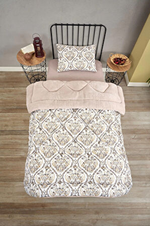 ETE HOMETEX TEK KİŞİLİK LÜX WELSOFT YORGAN SETİ AKSU BEJ 155X215CM 8696474231931