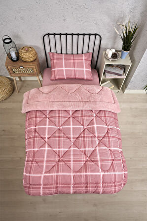 ETE HOMETEX TEK KİŞİLİK LÜX WELSOFT YORGAN SETİ SAFİR PUDRA 155X215CM 8696474231934