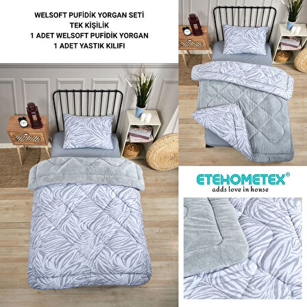 ETE HOMETEX TEK KİŞİLİK LÜX WELSOFT YORGAN SETİ ZEBRA GRİ 155X215CM 8696474231935