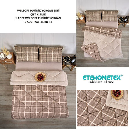 ETE HOMETEX ÇİFT KİŞİLİK LÜX WELSOFT YORGAN SETİ 195X215CM SAFİR BEJ 8696474231947