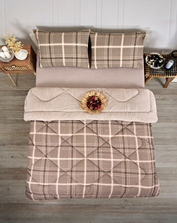 ETE HOMETEX ÇİFT KİŞİLİK LÜX WELSOFT YORGAN SETİ 195X215CM SAFİR BEJ 8696474231947