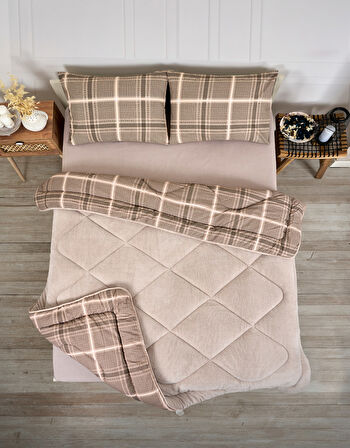 ETE HOMETEX ÇİFT KİŞİLİK LÜX WELSOFT YORGAN SETİ 195X215CM SAFİR BEJ 8696474231947