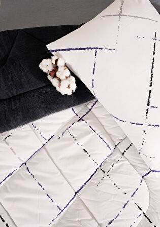 ETE HOMETEX TEK KİŞİLİK LÜX WELSOFT YORGAN SETİ YANSIMA ANTRASİT 155X215CM 8696474231956