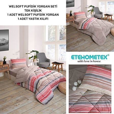 ETE HOMETEX TEK KİŞİLİK LÜX WELSOFT YORGAN SETİ TASEL BEJ 155X215CM 8696474231959