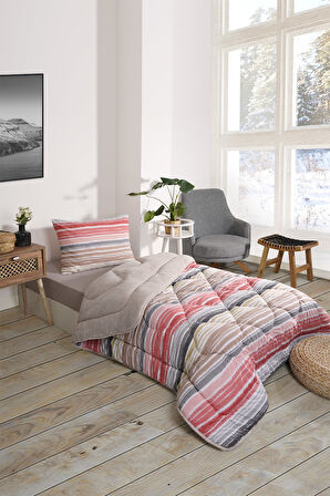 ETE HOMETEX TEK KİŞİLİK LÜX WELSOFT YORGAN SETİ TASEL BEJ 155X215CM 8696474231959