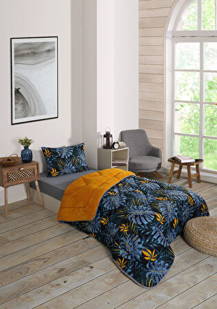 ETE HOMETEX TEK KİŞİLİK LÜX WELSOFT YORGAN MONESTERA HARDAL 155X215CM 8696474231960