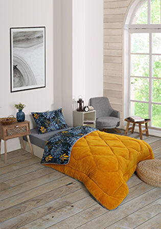 ETE HOMETEX TEK KİŞİLİK LÜX WELSOFT YORGAN MONESTERA HARDAL 155X215CM 8696474231960