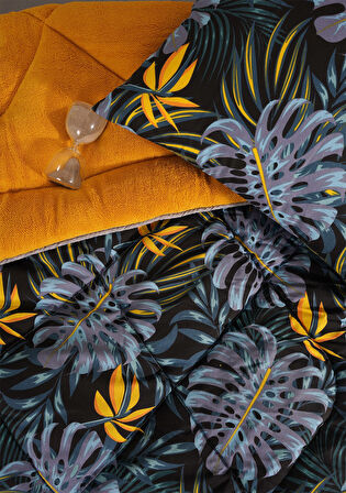 ETE HOMETEX TEK KİŞİLİK LÜX WELSOFT YORGAN MONESTERA HARDAL 155X215CM 8696474231960