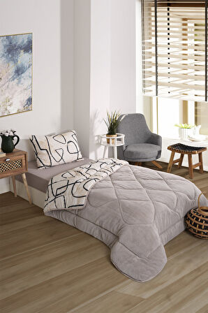 ETE HOMETEX TEK KİŞİLİK LÜX WELSOFT YORGAN SETİ EFEKT BEJ 155X215CM 8696474231964