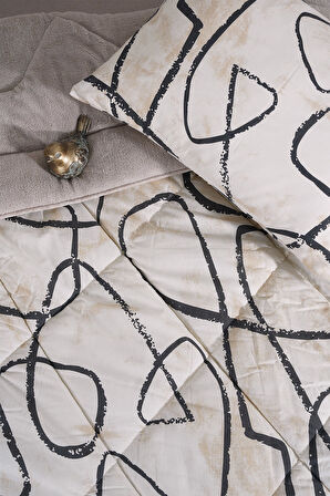ETE HOMETEX TEK KİŞİLİK LÜX WELSOFT YORGAN SETİ EFEKT BEJ 155X215CM 8696474231964