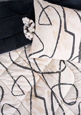 ETE HOMETEX TEK KİŞİLİK LÜX WELSOFT YORGAN SETİ EFEKT ANTRASİT 155X215CM 8696474231965