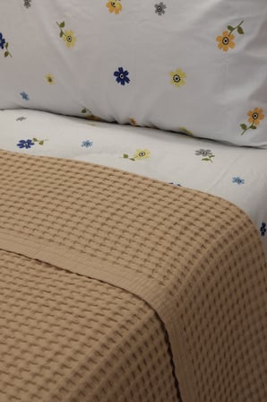 ETEHOMETEX ÇİFT KİŞİLİK %100 PAMUK HAVUZLU PİKE TAKIMI BEJ 8696474232071