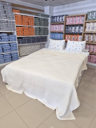 ETEHOMETEX ÇİFT KİŞİLİK %100 PAMUK HAVUZLU PİKE TAKIMI KREM 8696474232101