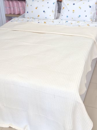 ETEHOMETEX ÇİFT KİŞİLİK %100 PAMUK HAVUZLU PİKE TAKIMI KREM 8696474232101