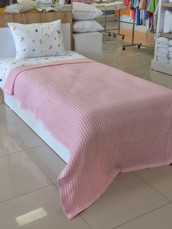 ETEHOMETEX HAVUZLU PİKE TAKIMI %100 PAMUK TEK KİŞİLİK PEMBE 8696474232108