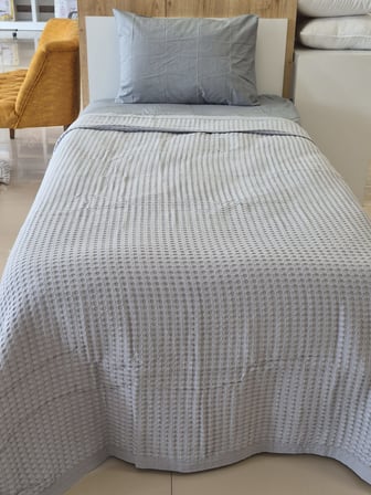 ETEHOMETEX HAVUZLU PİKE TAKIMI %100 PAMUK TEK KİŞİLİK GRİ 8696474232110