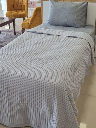 ETEHOMETEX HAVUZLU PİKE TAKIMI %100 PAMUK TEK KİŞİLİK GRİ 8696474232110