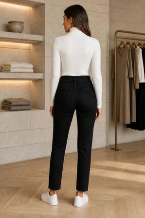 Çınar Kadın Siyah Mom Likralı Jean Kot Pantolon New-2