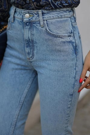 Mom Mavi Kar Yıkama Kadın Likralı Jean Kot Pantolon-2