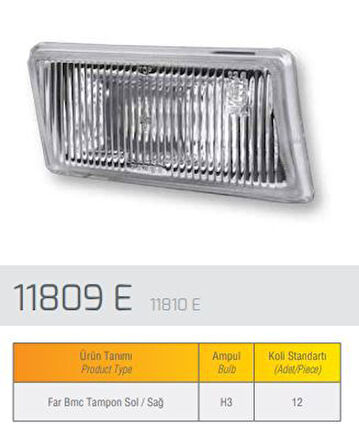 Bmc Ticarı Sis Lambası Sag Profosyonel Bmc Levend - Farba 11810e