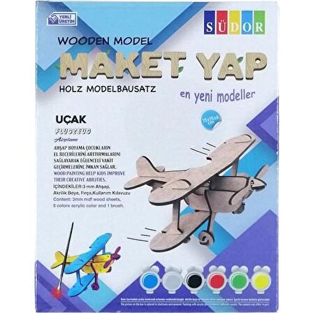 Südor Ahşap Maket Uçak Boyama Seti 15X15X6 cm N:MD201 Südor