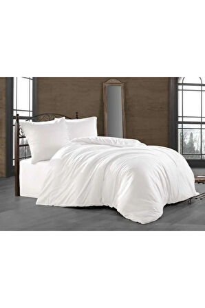 Düz Beyaz Çift Kişilik Pamuklu Sadece 1 Parça Nevresim