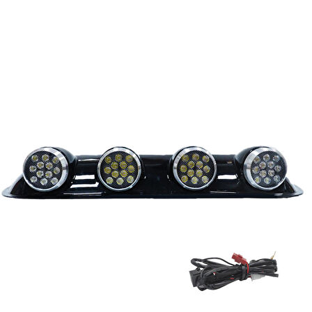 Offroad Sis Lambası 12x4 Led Yuvarlak Siyah /LASS243