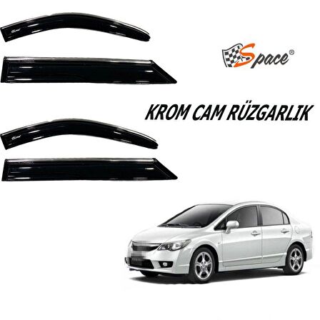 Honda civic fd6 uyumlu cam rüzgarlığı kromlu 2006 / 2012