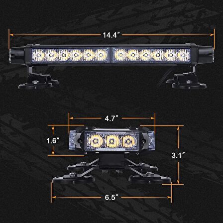 Çakar lamba çift taraflı 30 led sarı-sarı 12-24v / LAPA524