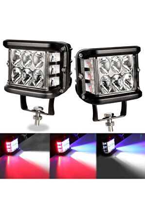 Offroad Sis Lambası Beyaz-kırmızı-mavi 12 Led 36w Çift / Lass319-1