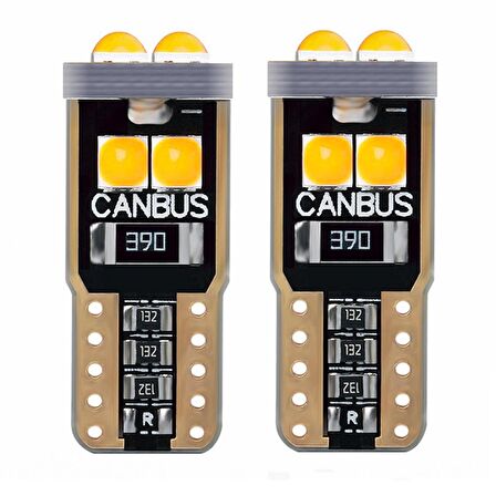 Dekoratif led ampul T10-6SMD 3030 CANBUS 12V çift turuncu / LAAM866