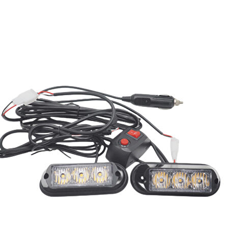 Çakar lamba 3x2 led 12w 12-24v sarı-mavi / LAPA197-1