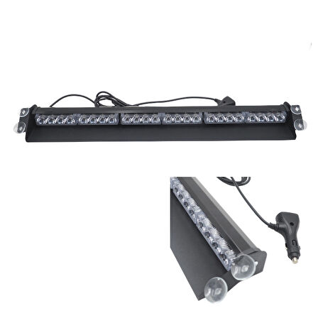 Çakar lamba 70cm 12-30v vantuzlu 24 ledli kırmızı-mavi / LAPA541