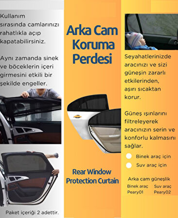 Arka cam güneşlik kelebeksiz cam ve suv araçlar için / PEARY02 ( 2 ADET )