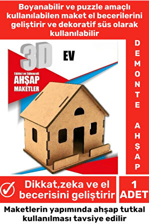 Özel 3D Görsel Zeka Geliştirici Boyanabilir Çocuk Yetişkin Puzzle Dekoratif Demonte Ahşap Oyun Maket