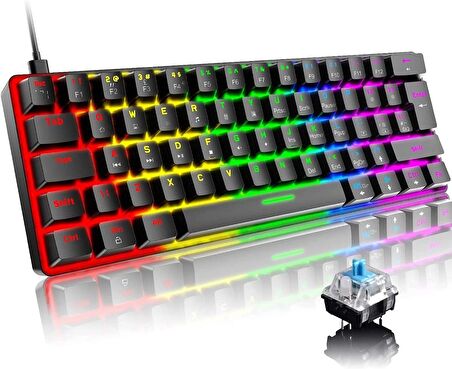 T60 Blue Switch Siyah Türkçe Q Gaming Typ-C Oyuncu Klavyesi