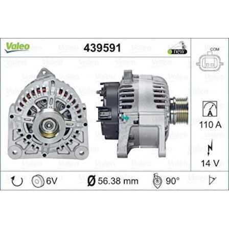 Renault Alternator 12v 110a Megane II 1,4 / 1,6 03> (tg11c060) Tek Fis - Valeo 439591