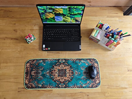 SGE TEKNOLOJİ 70X30 CM  FOSFORLU DİKİŞLİPERSİAN HALI TEMALI KAYDIRMAZ TABAN SPEED YÜZEY OYUNCU MOUSE PAD GAMİNG