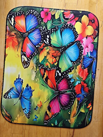 SGE TEKNOLOJİ 55X45 CM RENKLİ KELEBEKLER KAYDIRMAZ TABAN SPEED YÜZEY OYUNCU MOUSE PAD GAMİNG PAD