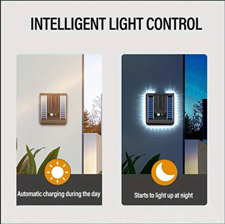 GÜNEŞ ENERJİLİ HAREKET SENSÖRLÜ 120 DERECE KATLANABİLİR 3 MODLU BAHÇE EV GARAJ SOKAK AYDINLATMA LAMBASI LED IŞIK