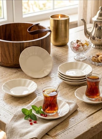 Porland Porselen Beyaz Çay Tabağı 6'lı Set | Çay Tabağı Seti 11 cm ( 127912 )