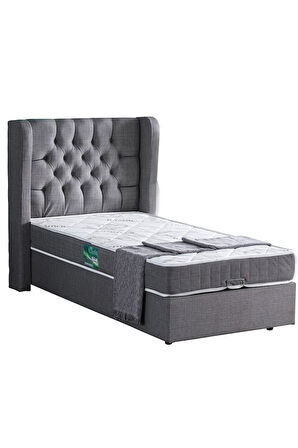 Riga Tek Kişilik Baza Başlık Comfort Yatak Seti, Krem