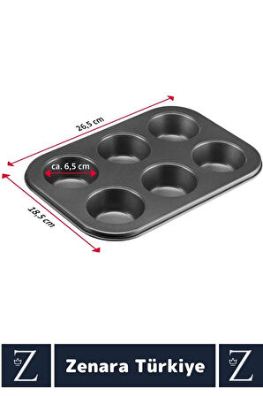 Yüksek Kalite Isıya Dayanıklı Yanmaz Yapışmaz Kolay Temizlenir Kek Brownie Cupcake 6lı Muffin Kalıbı